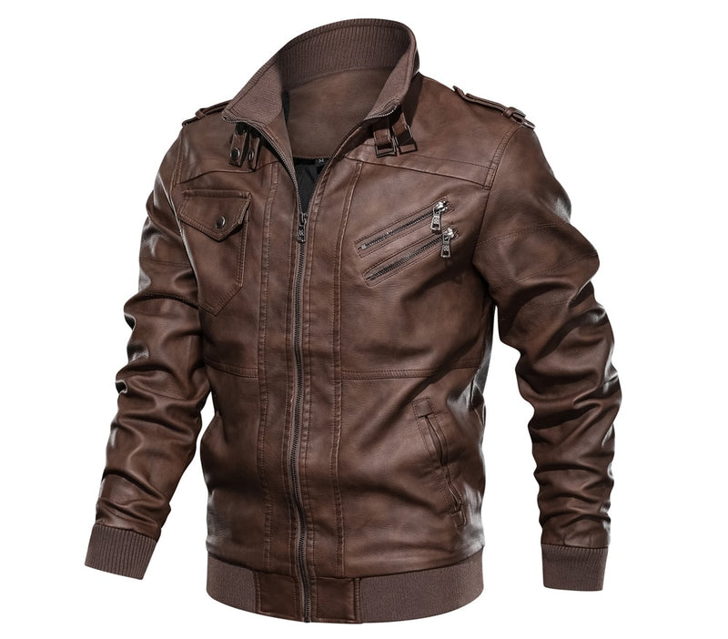 Mens Leather Jacket Male Motorcycle Leather Jackets Faux Biker Coats