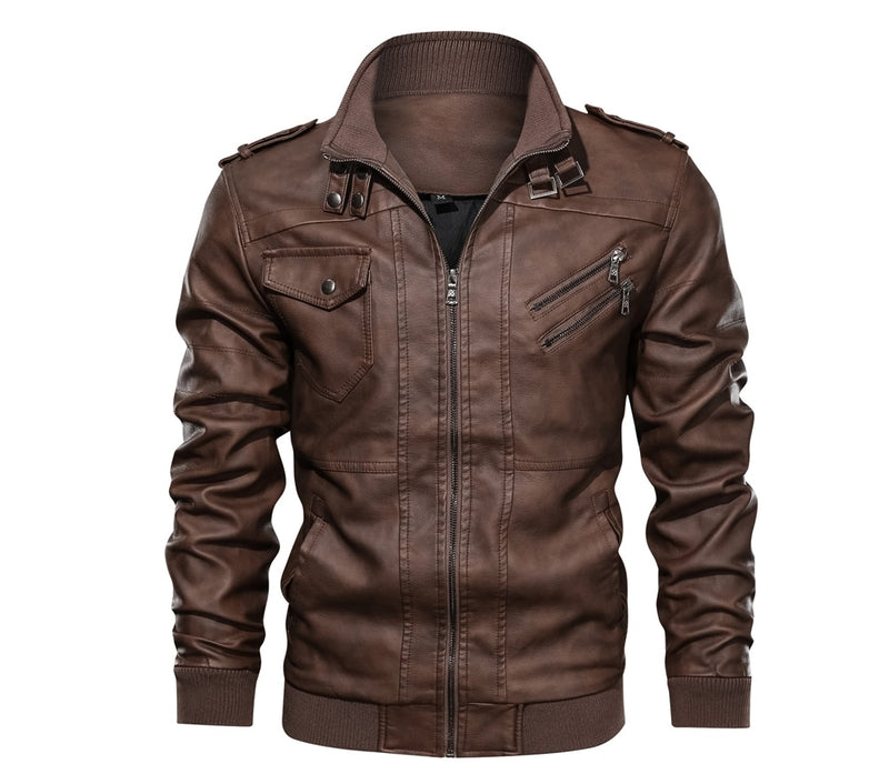 Mens Leather Jacket Male Motorcycle Leather Jackets Faux Biker Coats