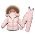 Ensemble de vêtements d'hiver pour garçons et filles, manteau en duvet de canard blanc + salopette, 2 pièces, vêtements de neige pour enfants, combinaison de Ski coupe-vent