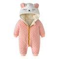 Vêtements pour nouveau-né automne/hiver, solide, chat mignon, à capuche, épaisse, barboteuse pour bébé, combinaison de neige pour bébé de 0 à 24 mois