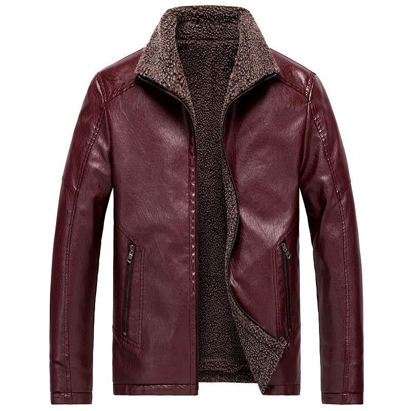 Winter Faux Leather Jackets Men Fleece Thick Warm Motorcycle Coats Male Leather Slim