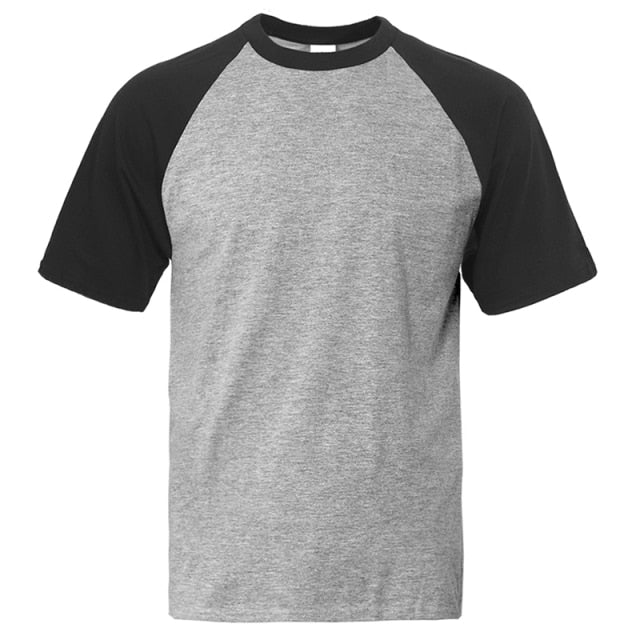 T Shirt Men Solid Color Tshirt Mens Black Gray White Blue Red Green Summer Tops Tees Cotton Basis Raglan Brand T-Shirt