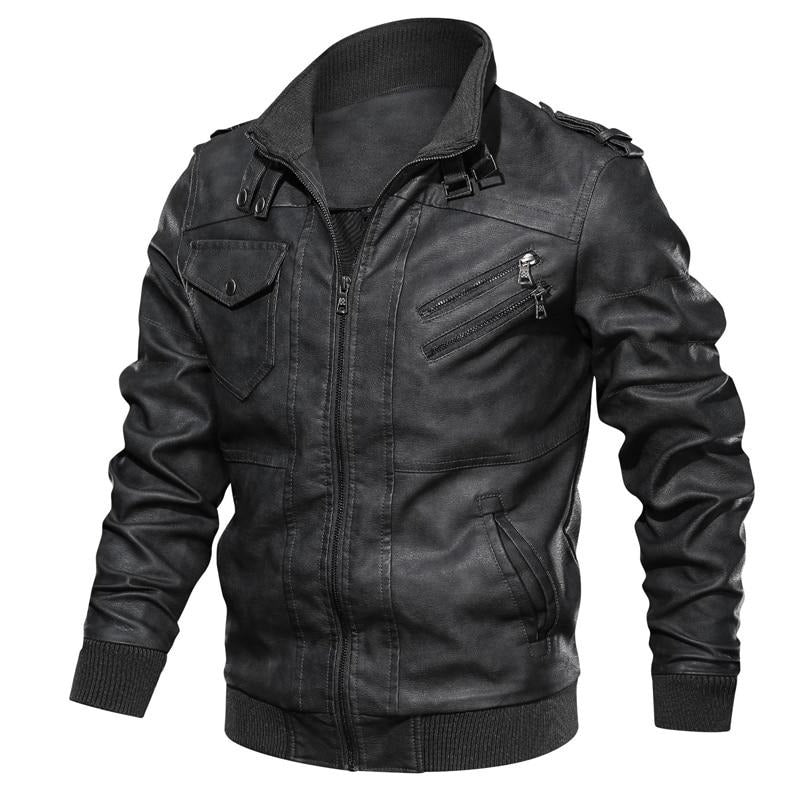Mens Leather Jacket Male Motorcycle Leather Jackets Faux Biker Coats