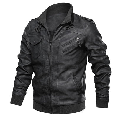 Mens Leather Jacket Male Motorcycle Leather Jackets Faux Biker Coats
