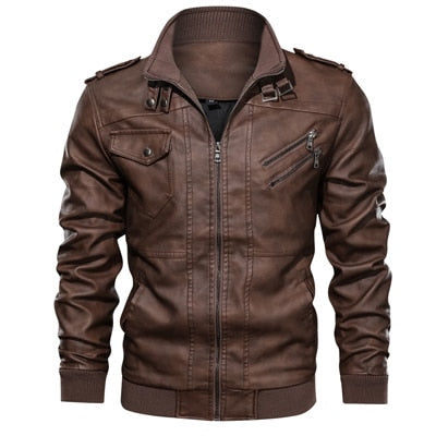 Mens Leather Jacket Male Motorcycle Leather Jackets Faux Biker Coats