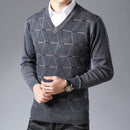 Nouveau pull pour hommes pulls col en V Slim Fit pulls tricot épais chaud automne Style vêtements décontractés hommes