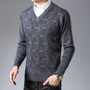 Nouveau pull pour hommes pulls col en V Slim Fit pulls tricot épais chaud automne Style vêtements décontractés hommes