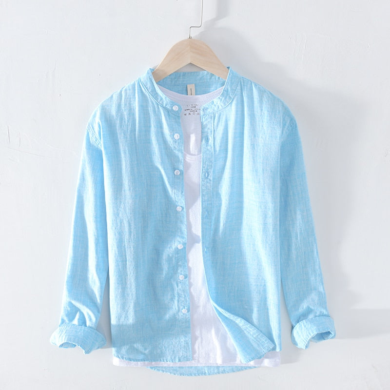 Casual Shirts Men Basic Classic White Hawaiian Shirt Male Long Sleeve
