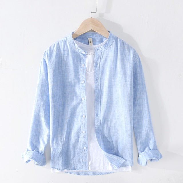 Casual Shirts Men Basic Classic White Hawaiian Shirt Male Long Sleeve