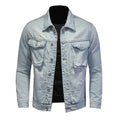 Nouveau printemps Bomber bleu clair déchiré Denim veste pour hommes en lambeaux Jean manteaux moto veste décontractée vêtements pardessus vêtements d'extérieur