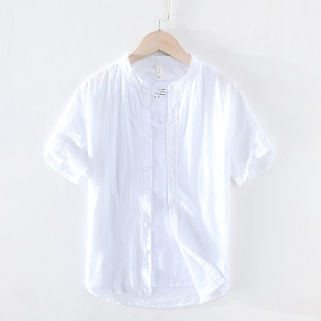 Casual Shirts Men Basic Classic White Hawaiian Shirt Male Long Sleeve