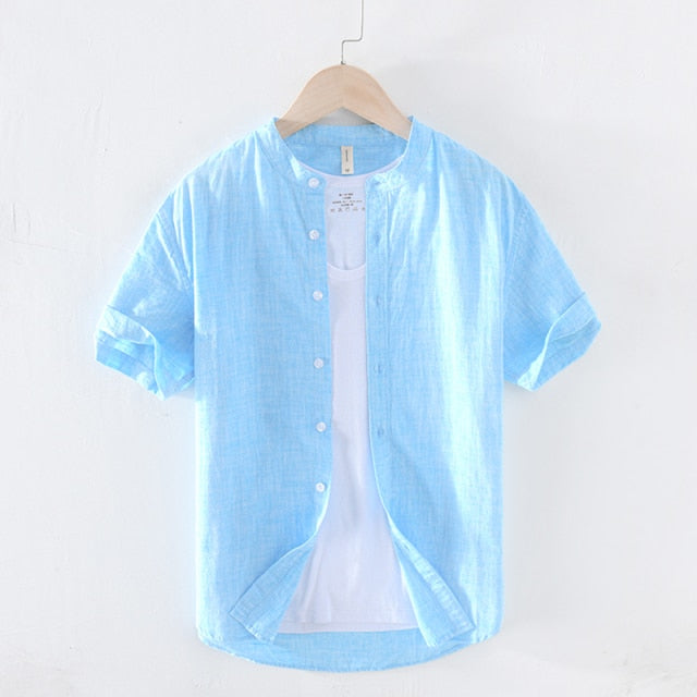 Casual Shirts Men Basic Classic White Hawaiian Shirt Male Long Sleeve