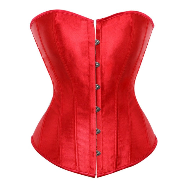 Corset Top Bustiers Overbust Satin Sexy Corsets Victoriens Corselet Brocart Vintage Style Femmes Rose Vert