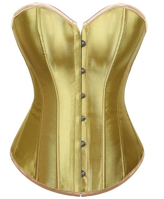 Corset Top Bustiers Overbust Satin Sexy Corsets Victoriens Corselet Brocart Vintage Style Femmes Rose Vert