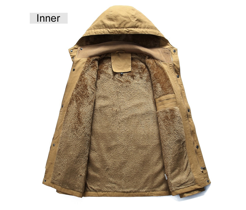Winter Men's Fleece Warm Jackets Men Thermal Thick Hooded Coats Outerwear Male Army Military Jackets Mens Clothing