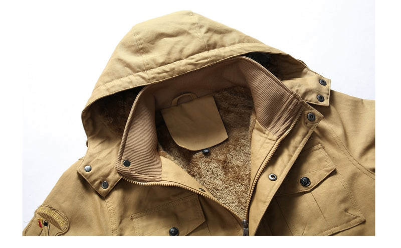Winter Men's Fleece Warm Jackets Men Thermal Thick Hooded Coats Outerwear Male Army Military Jackets Mens Clothing