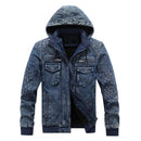 Veste en jean pour hommes à la mode homme Denim Jean sweats à capuche décontracté homme polaire chaud coupe-vent Cowboy manteaux vêtements pour hommes