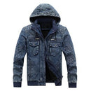 Veste en jean pour hommes à la mode homme Denim Jean sweats à capuche décontracté homme polaire chaud coupe-vent Cowboy manteaux vêtements pour hommes