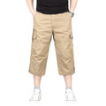 Summer Men's Casual Cotton Cargo Shorts Overalls Long Length Multi Pocket Hot breeches Military Capri Pants Male Cropped Pants