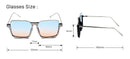 Diamond Square Sunglasses Women Clear Lens Crystal Frame Gradient Blue Tea Elegant Female Eyewear UV400