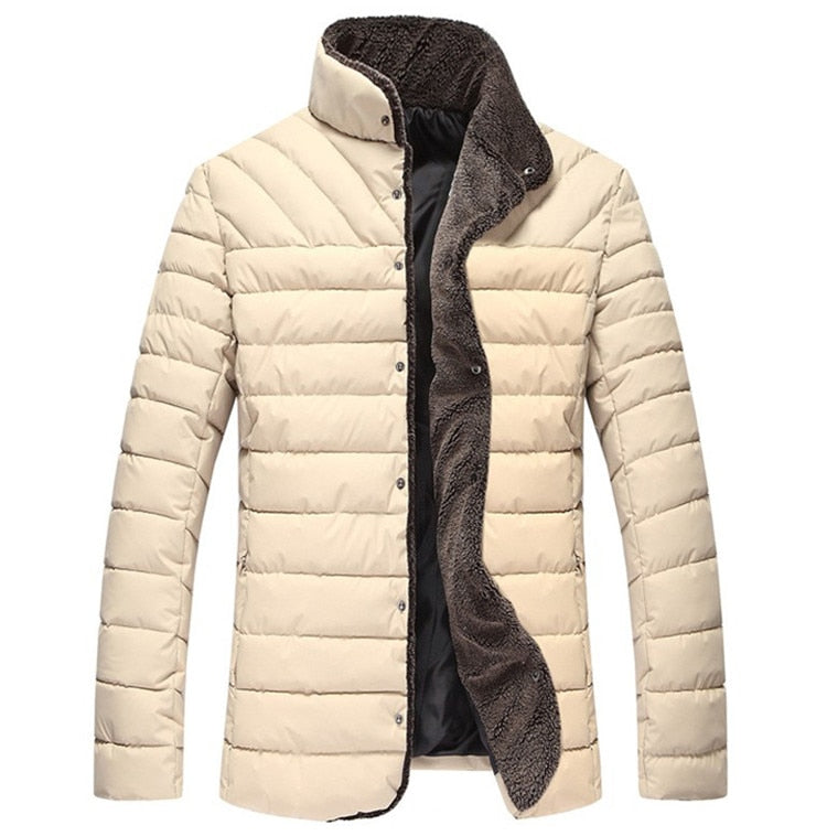 Winter Jacket Men's Fleece Thick Warm Jacket Parkas Men Padded Winter Coats Mens Clothing