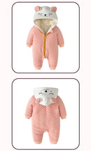 Newborn Clothing Autumn/Winter Solid Cute Cat Hooded Thick Infant Romper Jumpsuit Baby Snowsuit Baby For 0-24M