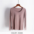 Women T-Shirts Buili-in Bra Padded Stretchable Modal Tops Tshirts Long Sleeve Plain Sexy Casual Spring Autumn