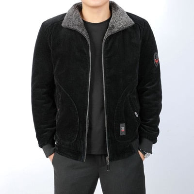 Winter Men's Bomber Jacket Man Corduroy Cotton Warm Padded Coats Casual Outwear Thermal Jackets Mens Clothing