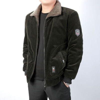 Winter Men's Bomber Jacket Man Corduroy Cotton Warm Padded Coats Casual Outwear Thermal Jackets Mens Clothing