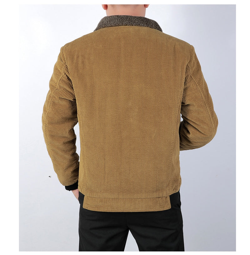 Winter Men's Bomber Jacket Man Corduroy Cotton Warm Padded Coats Casual Outwear Thermal Jackets Mens Clothing