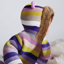Children's Coat Sweater for Boy Girl Striped Fur Hooded Warm Knitted Jacked Infant Baby Cardigans 0-3Y