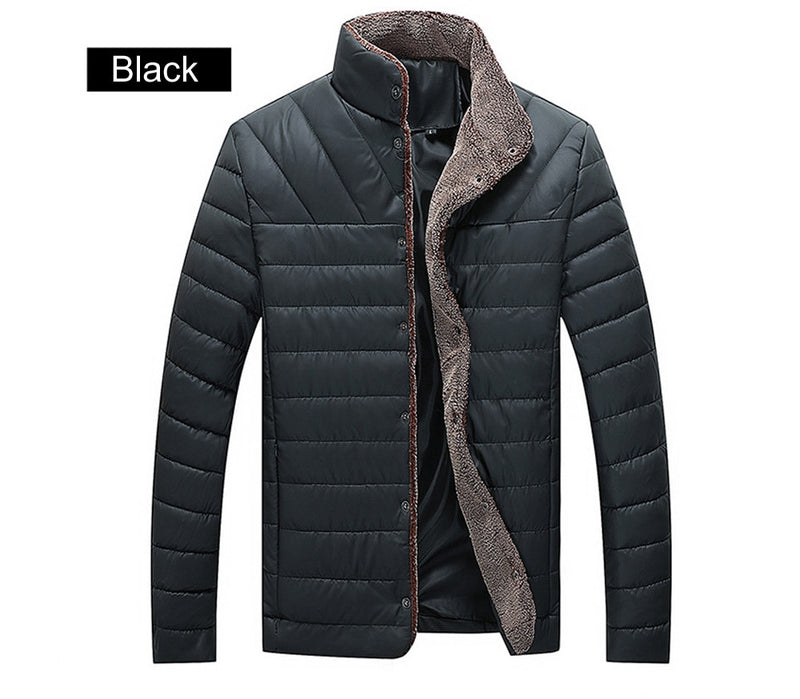 Mens Bomber Jackets Male Fleece Thick Warm Windbreaker Jacket Mens Fur Collar Baseball Parkas Coats Clothing
