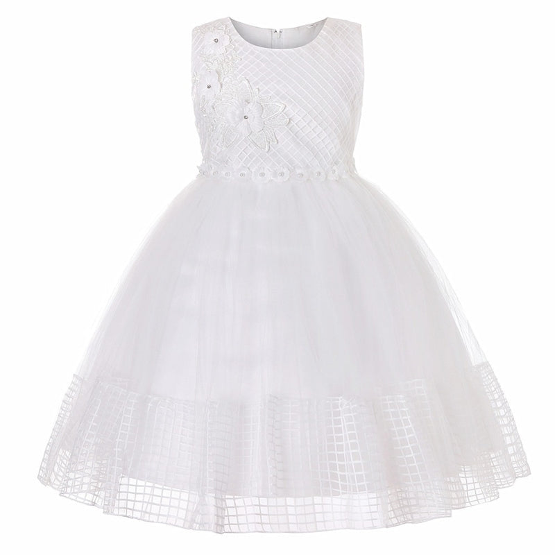 Baby Girl Princess Ball Gown Dress Flower Lace Children Bridemaid For Wedding Formal Party Prom Dresses Children Clothing 2-15 Y