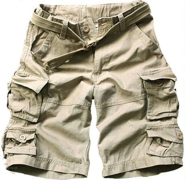 Summer Hot High Quality Mens Cargo Shorts Multi-pocket Cotton Men Short Pants Workout Bermuda Shorts ( Free Belt )