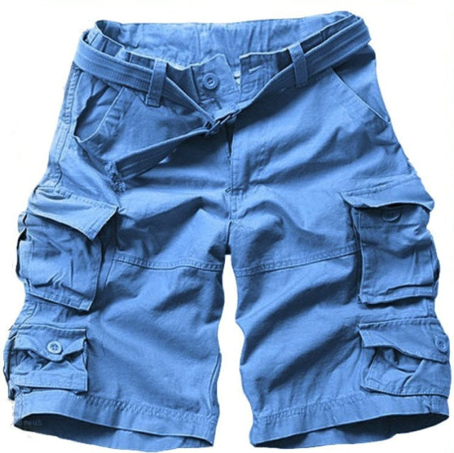 Été chaud de haute qualité hommes Cargo Shorts multi-poches coton hommes pantalons courts entraînement Bermuda (ceinture gratuite)