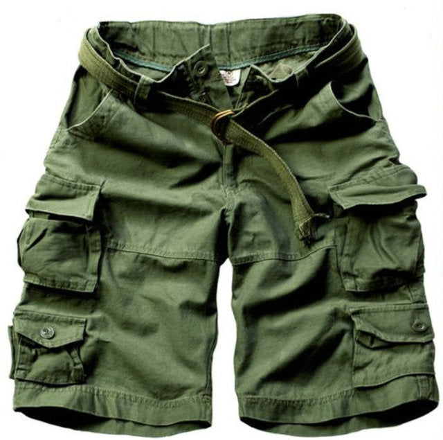 Summer Hot High Quality Mens Cargo Shorts Multi-pocket Cotton Men Short Pants Workout Bermuda Shorts ( Free Belt )