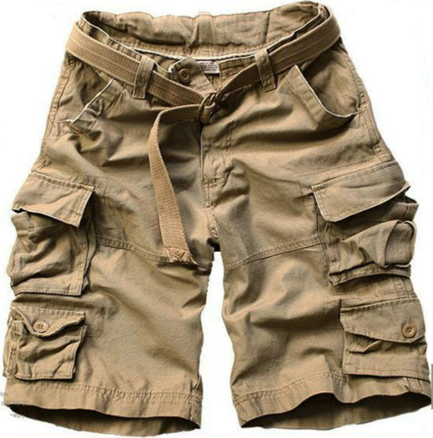 Summer Hot High Quality Mens Cargo Shorts Multi-pocket Cotton Men Short Pants Workout Bermuda Shorts ( Free Belt )