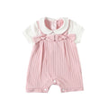 Robe d'été à col Peter Pan pour filles, barboteuse en coton pour nouveau-né, pyjama pour bébé, barboteuse avec nœuds, de 0 à 2 ans