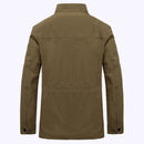 Military Jacket Men Spring Autumn Cotton Multi-pockets Quality Outwear Casual Mid-Long Coats Male