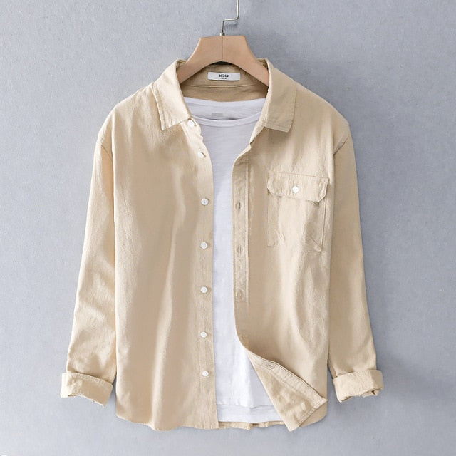 Chemises décontractées pour hommes, simple boutonnage, Slim, jaune uni, manches longues, vêtements