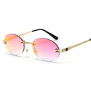 Rimless Round Sunglasses Men Women Oval Metal Frame Sunglasses Steampunk Retro Sun Glasses Women Luxury Eyewear Vintage