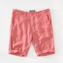 Men Casual Shorts Summer Thin 100%Pure Linen Straight Shorts Solid White Loose Beach Holiday Short Pants