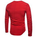 New Men's Round Neck Shirts Male Spring Casual Long Sleeve T Shirts Slim Fit Solid Color Black White Tops M-2XL