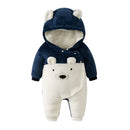New born Baby Rompers Autumn Winter Warm Soft Bear Lining Fleece Climbing Clothes For Boys Girls Infant Jumpsuit Outwear