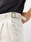 Short en lin Original short à cinq points pour hommes pantalon décontracté à double pli italien pantalon mi-long slim mince