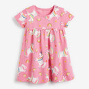 Summer Baby Girls Clothes Dress Toddler Cotton Animal Casual Pink Dresses for Kids 2-7 Years