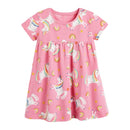 Summer Baby Girls Clothes Dress Toddler Cotton Animal Casual Pink Dresses for Kids 2-7 Years