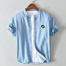 Men Blue Denim Shirts Summer New Thin Short Sleeve Jean Tops Male Pure Cotton Casual Cowboy Button Up Vintage Clothes