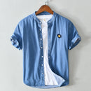 Men Blue Denim Shirts Summer New Thin Short Sleeve Jean Tops Male Pure Cotton Casual Cowboy Button Up Vintage Clothes