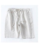 Linen Summer Breeches Shorts For Men Casual Solid Blue Casual Boardshorts Male Classic Drawstring Beach Shorts Clothing